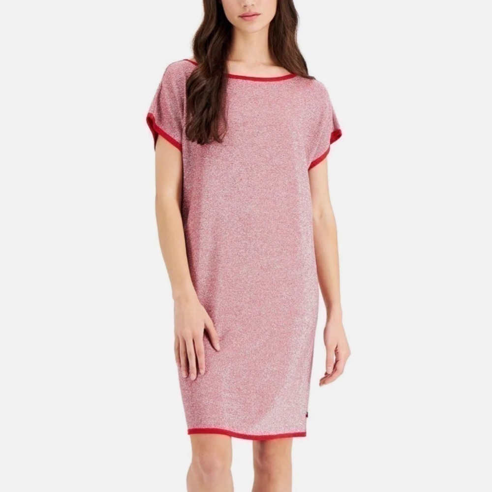 🆕 Tommy Hilfiger American Highlands Womens Metallic Mini Shift Dress L